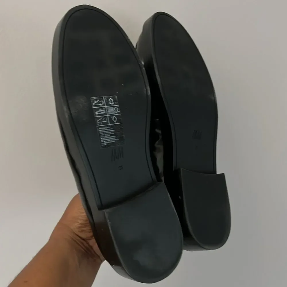 H&M Black Leather loafer with gold accents